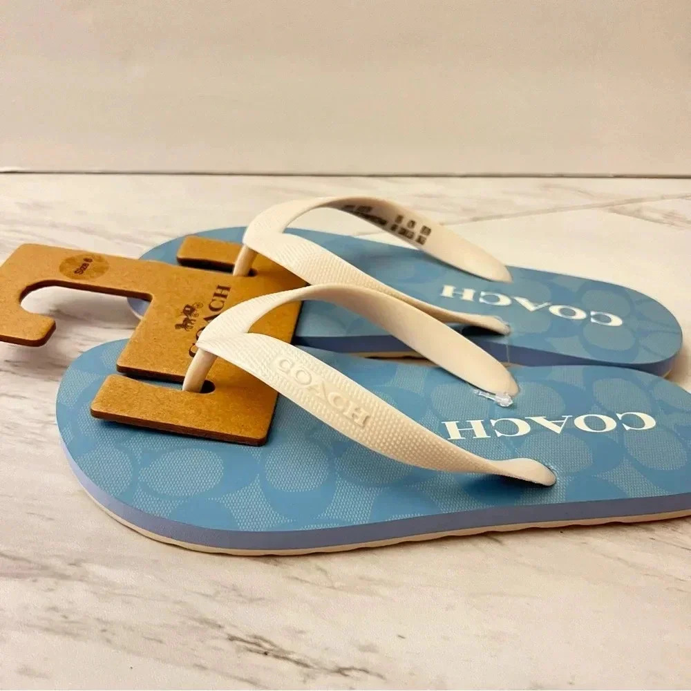 Coach Zak Flip Flop Chambray/Blue Sandals - Picture 7 of 12